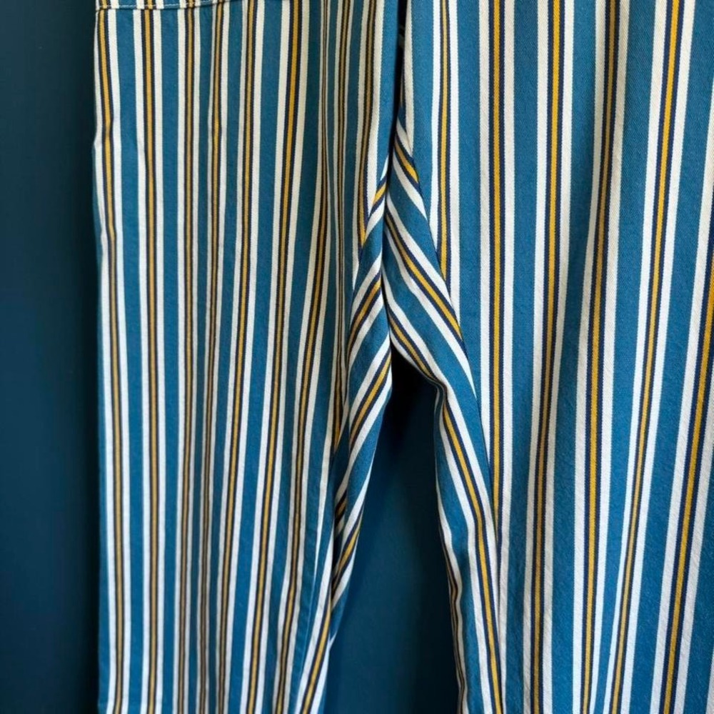 BIg Bud Press Stripe Work Pants Women's Size XL Blue Yellow Retro High Rise - Picture 5 of 8